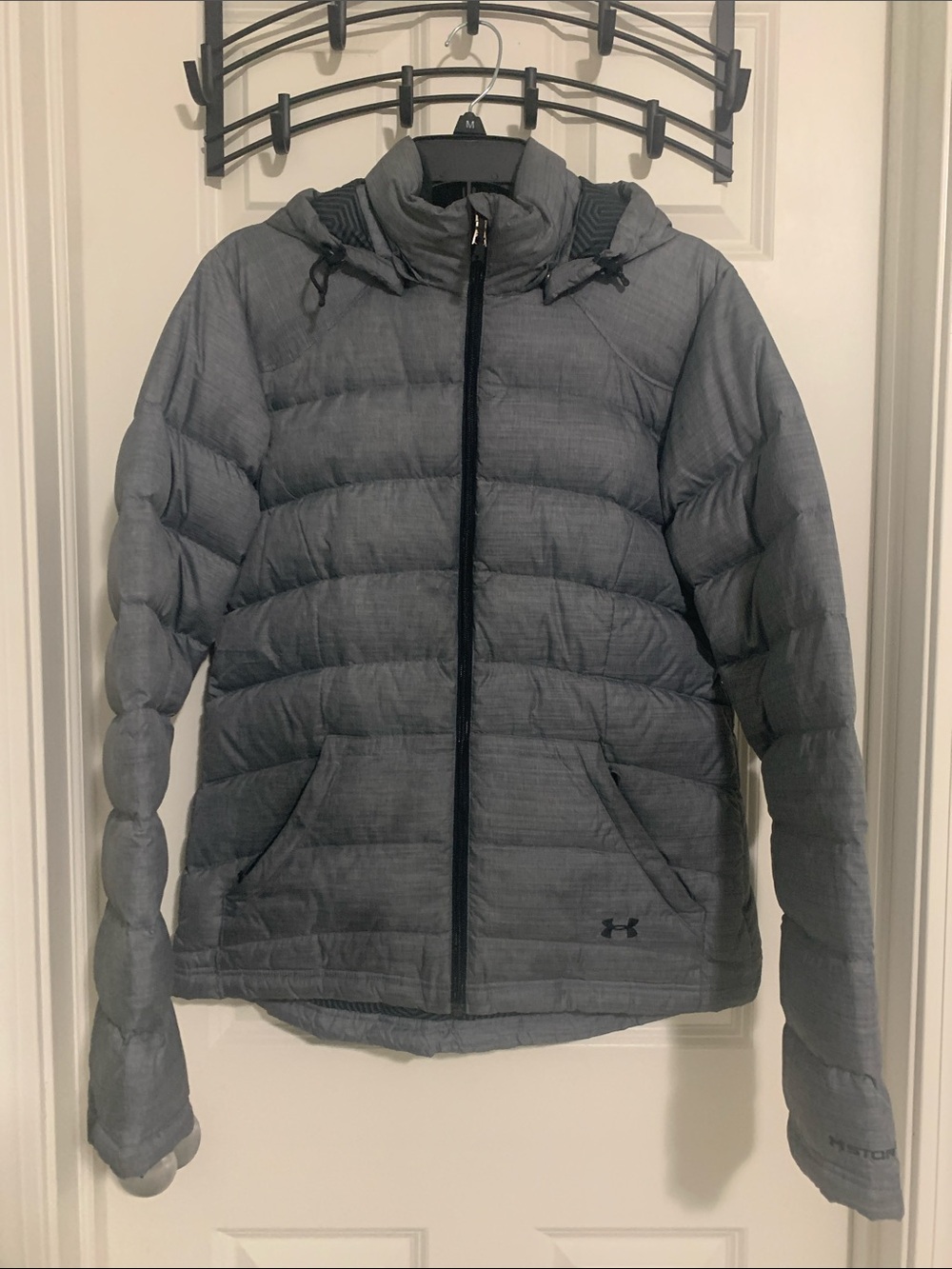 Under Armour Heather Gray Quilted Hooded Puffer Jacket